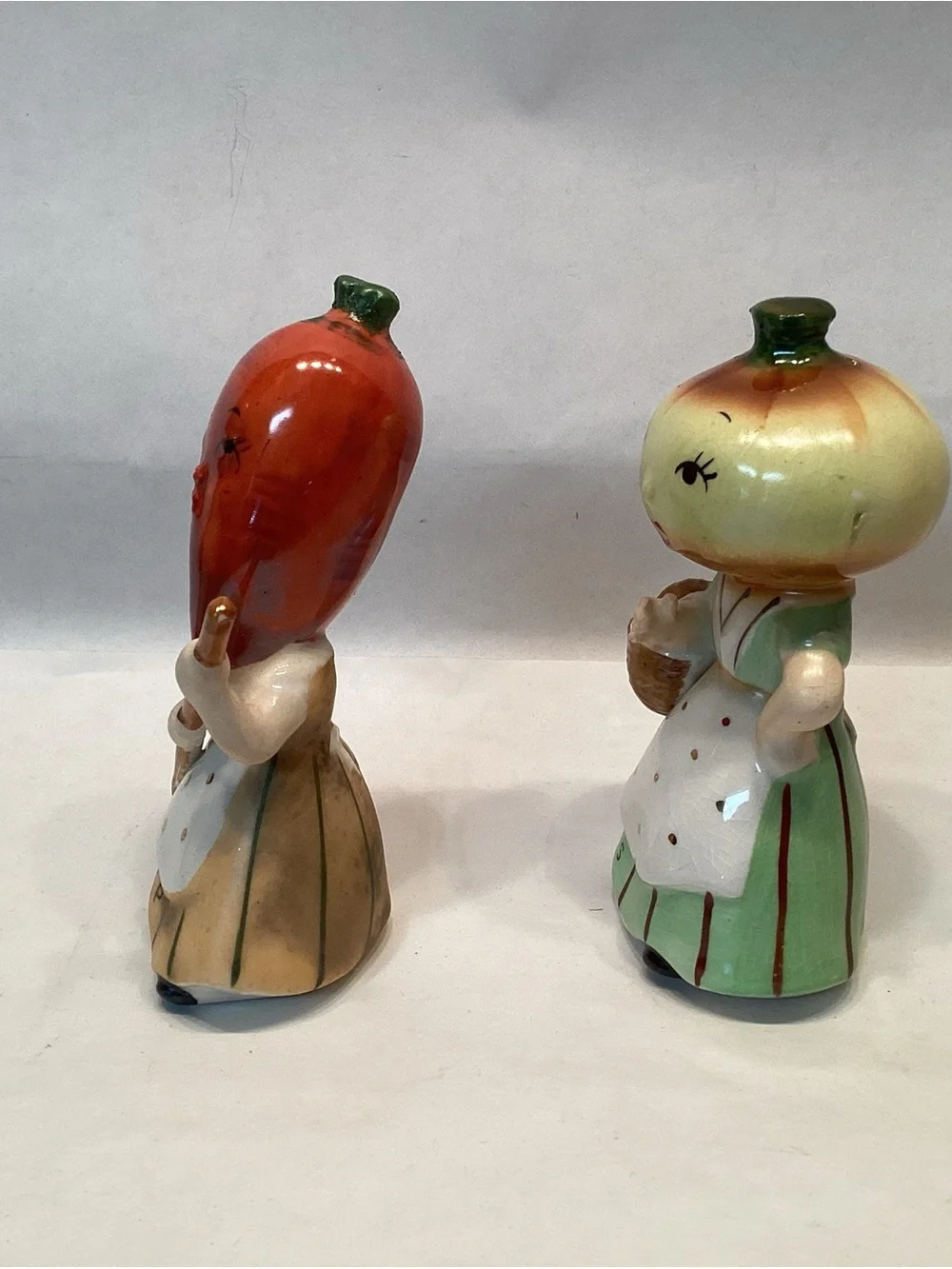 Vintage Anthropomorphic Onion Carrot Salt & Pepper NEW Old Stock Napco Japan 50s